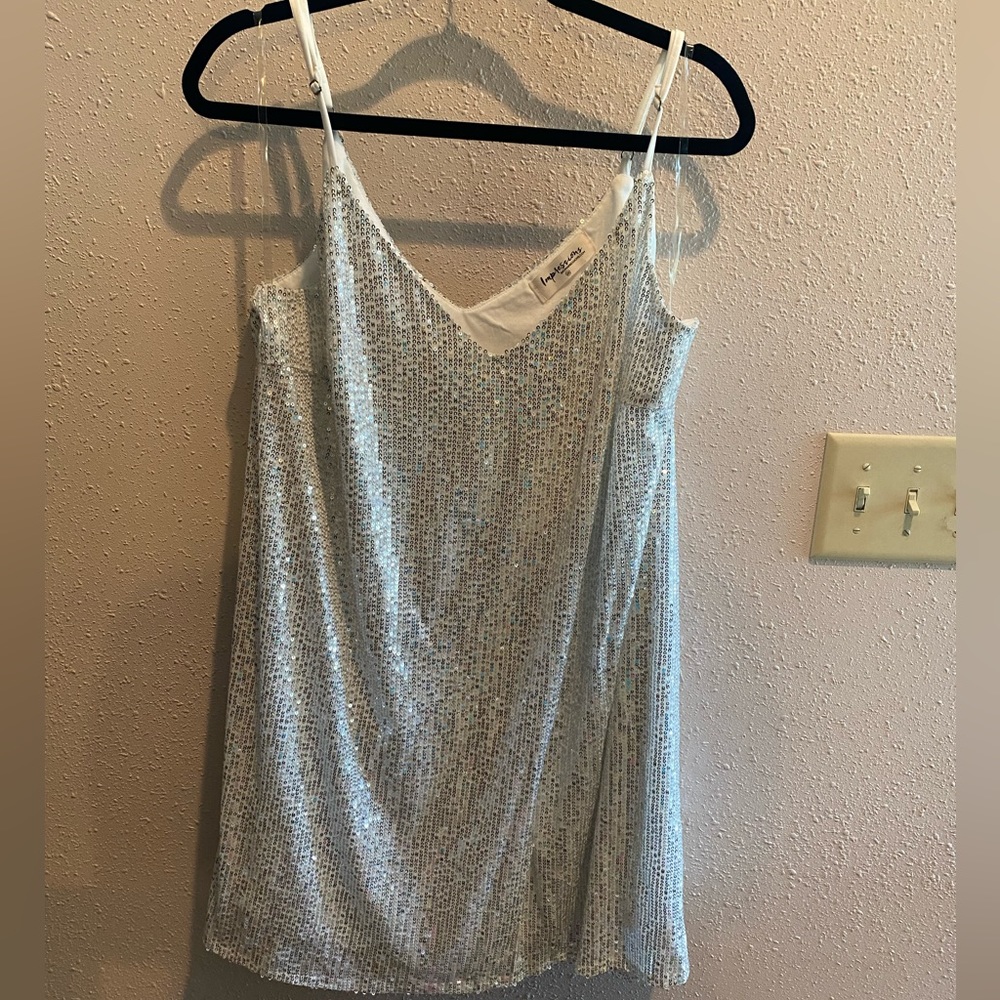 Impressions Silver Sequin Dress 2X